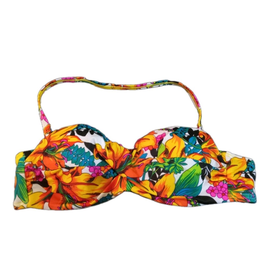 Victoria's Secret PINK 34A Floral Hawaiian Halter‎ Bikini Swim Top Island